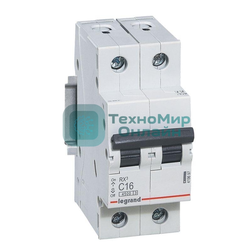 Выключатель автоматический модульный 2п C 16А 4.5кА RX3 Leg 419697