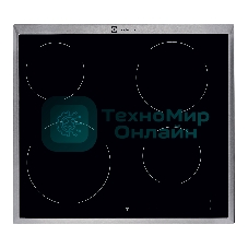 Встраиваемая электрическая панель Electrolux EHF16240XK, 60 см, 4 конфорки, черный , рама из нержавеющей стали