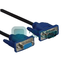 Кабель GoPower VGA (m)-VGA (f) 3м ПВХ черный Premium Zip-Lock c подвесом (1/50)