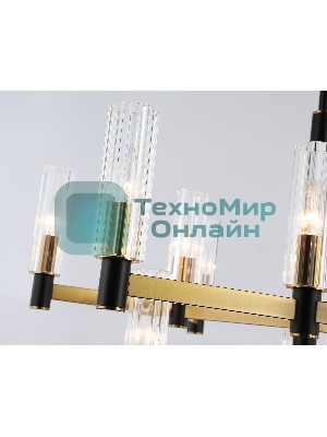 Люстра Ambrella light LH55515/12 BK/BS/CL черный/латунь/прозрачный E14*12 max 40W D860*905