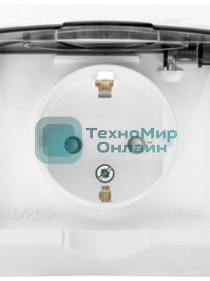 Розетка 1-м СП Этюд защ. шторки с заземл. IP44 белый SchE PC16-044B