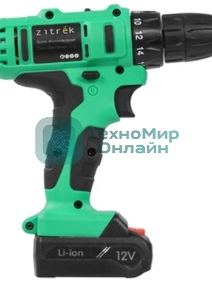 Дрель-шуруповерт Zitrek Greenpower 12-Li, 12 В, 1,5 Ач, 32 Нм, щеточный