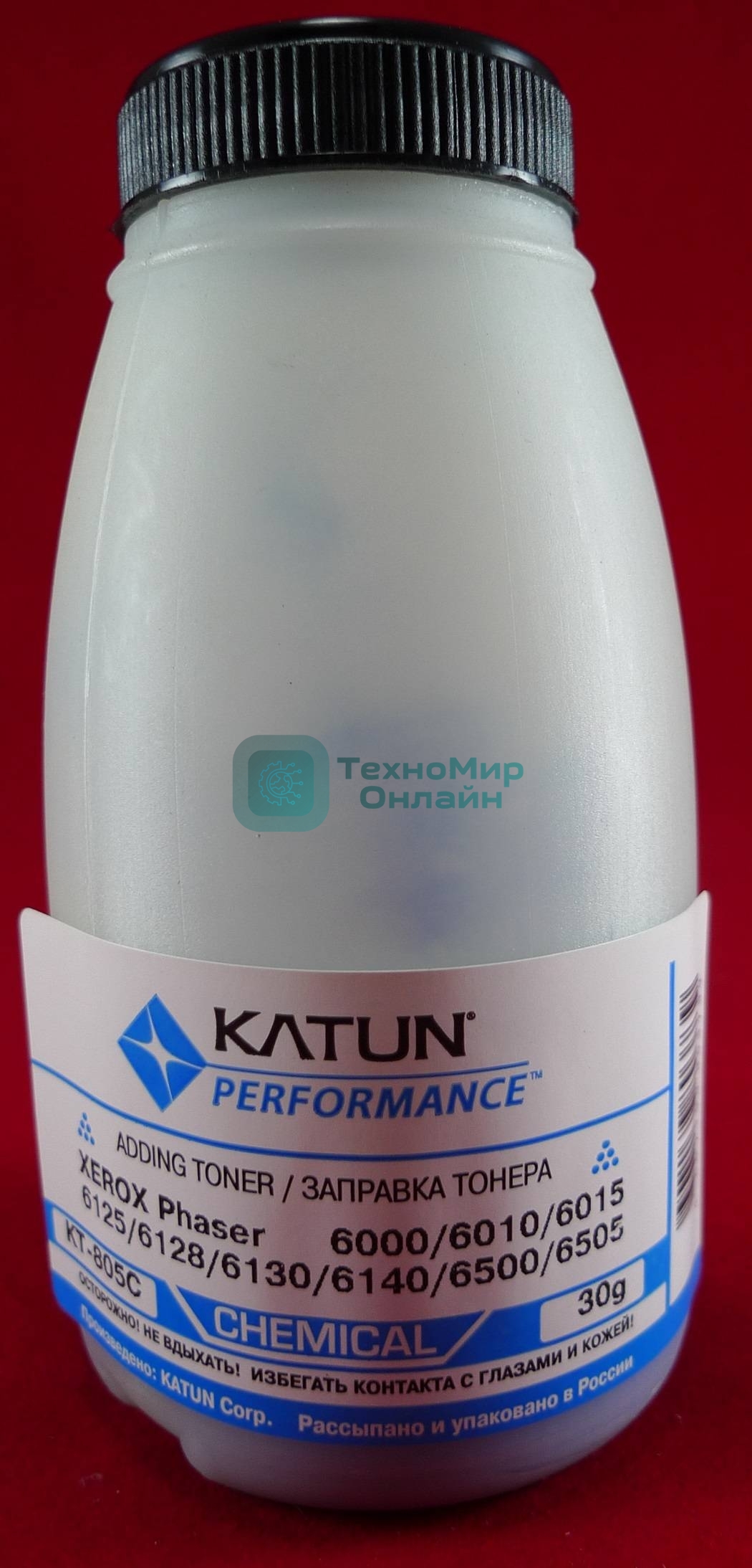 Тонер Xerox Phaser 6000/6010/6015/6125/6128/6130/6140/6500/6505Cyan, химический (фл.30г.) Katun фас. России