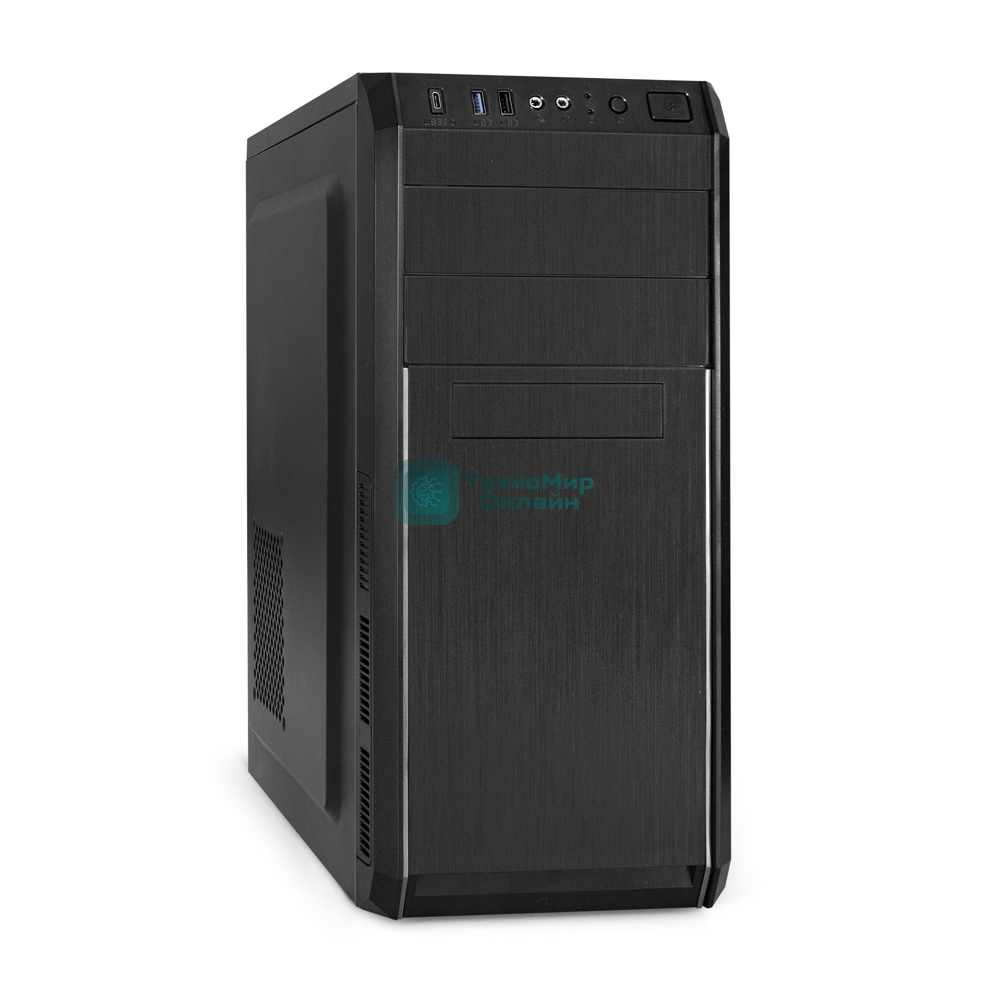 Компьютерный корпус Miditower ExeGate XP-334UC (ATX, без БП, 1хUSB/1хUSB 3.0/1хTypeC, аудио, черный)