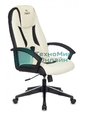 Кресло Бюрократ Zombie 8 белый/черный, экокожа, 120 кг, механизм качания