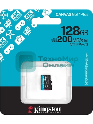 Флеш карта microSDXC 128Gb Kingston SDCG4/128GbSP Canvas Go! Plus w/o adapter