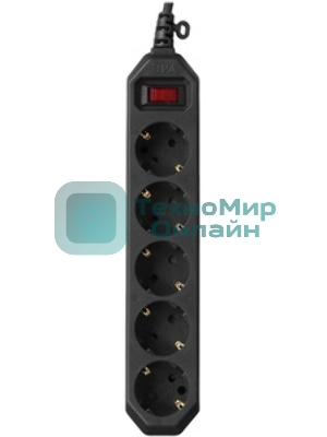 Сетевой фильтр ЭРА USF-5es-3m-B, 3 м, черный