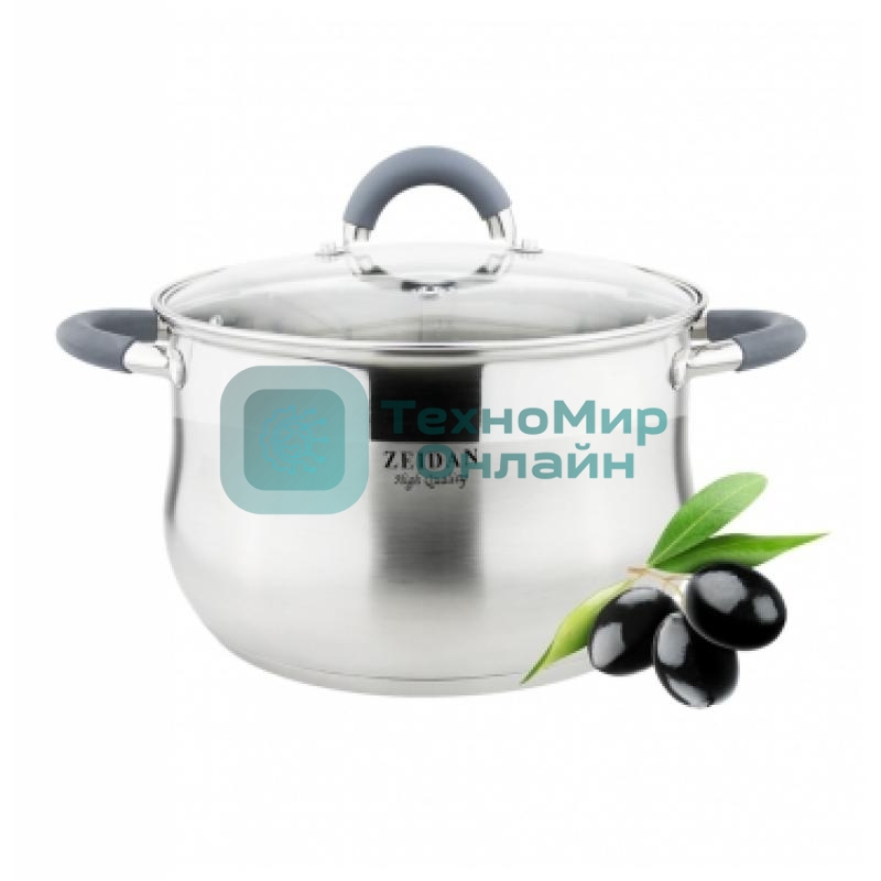 Кастрюля со стеклянной крышкой Zeidan Z-50252 4,0 л (O20х12.5 см), нерж.сталь, внутренняя - матовая полировка, снаружи - комбинированная полировка, шкала литража, ручки с силиконовым покрытием, капсулир. дно, подарочная упаковка с пластиковой ручкой