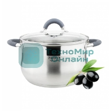 Кастрюля со стеклянной крышкой Zeidan Z-50252 4,0 л (O20х12.5 см), нерж.сталь, внутренняя - матовая полировка, снаружи - комбинированная полировка, шкала литража, ручки с силиконовым покрытием, капсулир. дно, подарочная упаковка с пластиковой ручкой