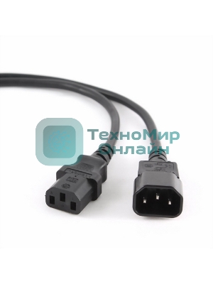 Кабель питания сист.блок-монитор Cablexpert PC-189-VDE-5M, 5м, C13-C14, VDE, 10А, Сечение провода: 0,75 мм2, черный, с заземлением