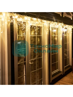 Новогодние светоукрашения Neon-night Гирлянда Айсикл (бахрома) светодиодный, 4,8 х 0,6 м, белый провод, 220В, диоды тепло-белые