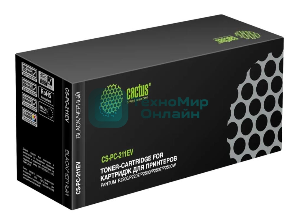 Картридж лазерный Cactus CS-PC-211EV PC-211EV черный (1600 стр.) для Pantum P2200/P2207/P2500/P2507/P2500W/M6500/M6550/M6607