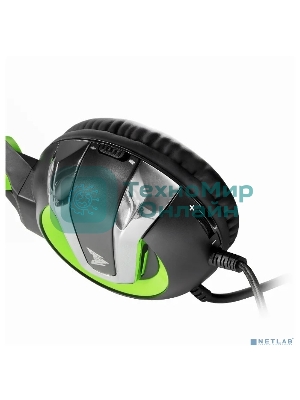 Гарнитура Crown CMGH-3002 чёрный/зелёный, проводная, подсветка