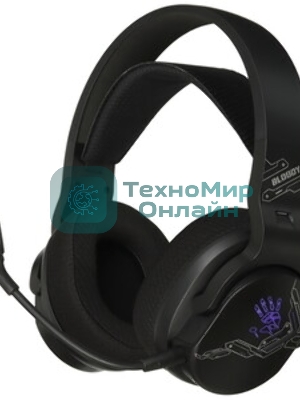Гарнитура Bloody GR370 черный, беспроводная + проводная, Bluetooth, до 45 ч, подсветка