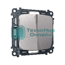 Комплект механизма 2-клавишного перекрестного выключателя 10A-250V OMEGA Сталь матовый QUANT (OP5030, VM125) MO503030