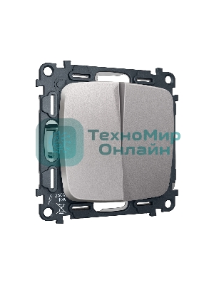 Комплект механизма 2-клавишного перекрестного выключателя 10A-250V OMEGA Сталь матовый QUANT (OP5030, VM125) MO503030