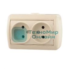 Розетка 2-м ОП Ната 16А IP20 без заземл. керам. крем. LEZARD 710-0300-128