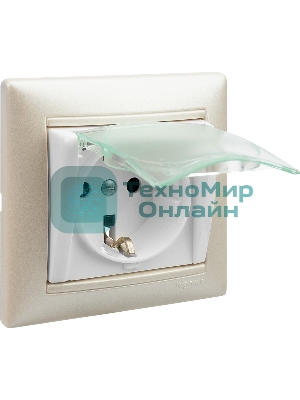 Розетка Legrand Valena 774220 влагозащищенная IP44 с заземлением с крышкой и защитными шторками (белая)