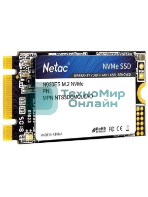 Накопитель SSD Netac N930ES, 1Tb, PCIe 3.1 x2, M.2 2242, NVMe, R/W 1650/1500