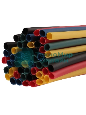 Термоусаживаемые трубки Rexant 3,0/1,5 мм, набор пять цветов, упаковка 50 шт. по 1 м