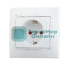 Розетка 1-м СП Мира защ. шторки с заземл. белый/белый Lezard 701-0202-124