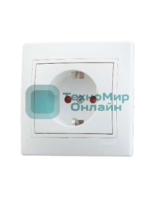 Розетка 1-м СП Мира защ. шторки с заземл. белый/белый Lezard 701-0202-124