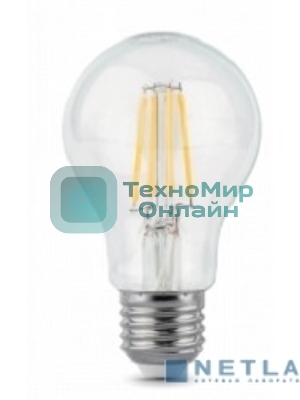 Лампа светодиодная Gauss 102802206LED Filament А60 Е27 6Вт 4100к 1/10/40