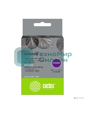 Картридж ленточный Cactus CS-TZES251 черный шрифт, белый фон (24 мм, 8 м) для Brother 1010/1280/1280VP/2700VP