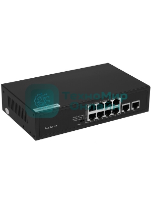 Коммутатор GIGALINK GL-SW-F005-08P - неуправляемый, 8 PoE (802.3af) порта 10/100 Мбит/с до 250 метров cat.6, 2 Uplink порт 100 Мбит/с