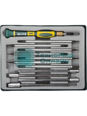 Набор KRAFTOOL Отвертки для точных работ с насадками, в боксе, 12 предметов 25611-H12