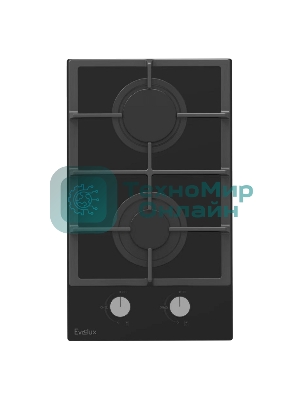 Газовая варочная панель EVELUX HEG 360 BG, Hi-Tech, 30 см, 2 конфорки, газ-контроль, электроподжиг, черный