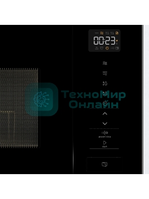 Встраиваемая микроволновая печь Gorenje BM201SG3BG, 20 л, 5 уровней мощности, 8 автопрограмм, сенсорное управление, дисплей, гриль, поворотный стол, AquaClean, автоменю черный