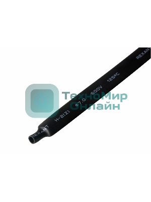 Термоусаживаемая трубка Rexant 7,0/3,5 мм, черная, упаковка 50 шт. по 1 м