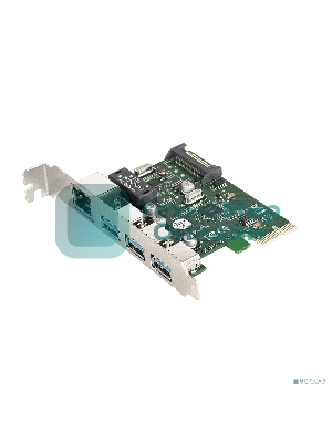 Контроллер сетевой ExeGate EXE-361 PCI-E 2.0, 3*USB 3.0 ext + LAN UTP 1000Mbps, раз.доп.пит.OEM)