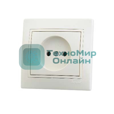 Розетка 1-м СП Мира 16А IP20 без заземл. керам. крем/крем. LEZARD 701-0303-121