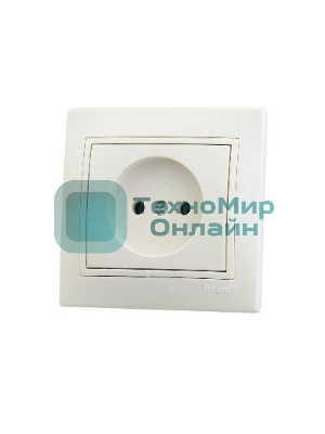 Розетка 1-м СП Мира 16А IP20 без заземл. керам. крем/крем. LEZARD 701-0303-121