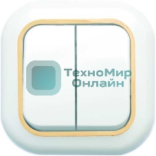 Выключатель Кунцево-Электро 2-кл. СП Валентина 10А IP20 С56-034 белый/зол.