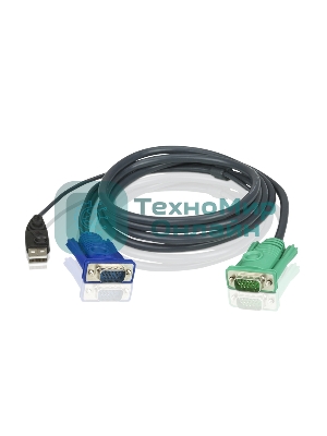 Кабель KVM ATEN 2L-5205U USB(тип А Male)+HDB15(Male) (-) SPHD15(Male) 5,0м., черный.