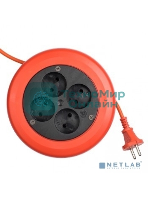 Удлинитель-рулетка EKF UBR-6-257-4-5 без заземления 4*5 м ПВС 2*0,75 10А/2,3 кВт PROxima