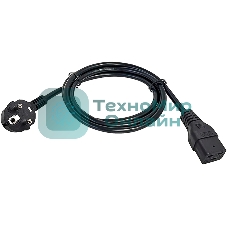 Шнур питания ITK PC-C19D-2M C19-Schuko проводник.:3x1.5мм2 2м 230В 16А (упак.:1шт) черный