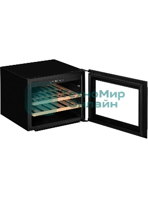 Винный шкаф Kuppersberg RBW 45, встраиваемый, High-Tech, объем 62 л, вместимость 28 бутылок, диапазон температуры 5-20 градусов, 2 полки из бука, LCD дисплей, уровень шума 40 дБ, черный