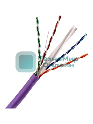 Кабель TWT UTP, 4 пары, Кат.6, нг(А)-LS, IEC 60332-3, 305 метров, фиолетовый