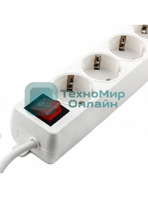 Сетевой фильтр Гарнизон ELB-G4-W-3, 4 евророзетки с выключателем и заземлением, допустимый ток 16А, длина 3 м.