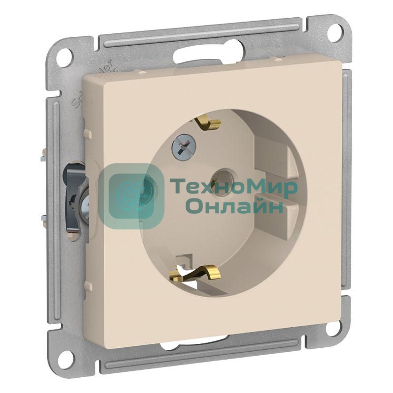 Розетка с заземлением, 16А, механизм, бежевый