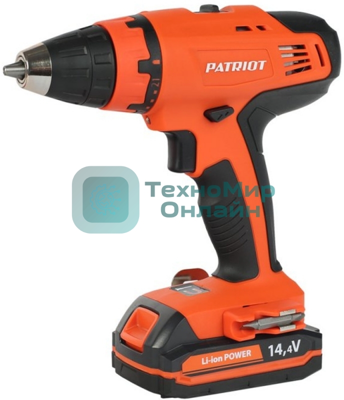 Дрель-шуруповерт Patriot BR 140Li, 14,4 В, 1,5 Ач, 47 Нм, щеточный
