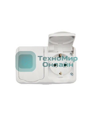 Блок из 2 розеток горизонтальный Kranz Mini OG открытой установки с заземлением, IP54 белый