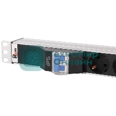 Верт блок розет Rem-16 с авт 16А 10 Shuko 10IEC60320 C19 16A алюм 33-38U 3м