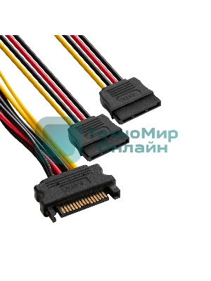 Кабель питания SATA ExeGate EX-CC-SATAM2F-0.15 (15pin M/2x15pinF, 0,15м)