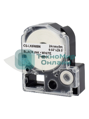 Картридж ленточный Cactus CS-LK6WBN черный, 24мм, 9м для Epson LW700/LW600P/LW1000P/Z700/Z900