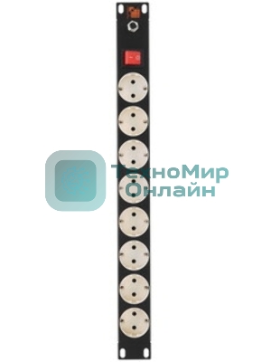 Блок распределения питания Lanmaster LAN-EP19-8P/S-1.8M гор.размещ. 8xSchuko базовые 10A C14 1.8м